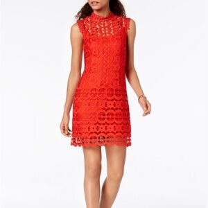 Laundry Geometric Red Lace Dress